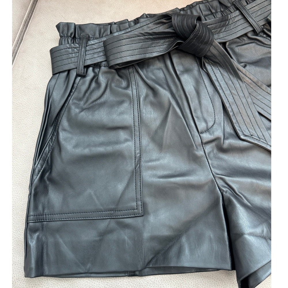 Blank NYC Silent New York Vegan Leather Paperbag Shorts Black - Picture 3 of 12